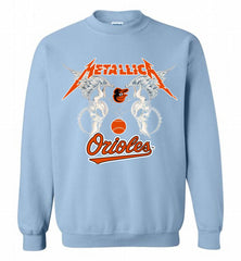 Metallica Baltimore Orioles Logo Crewneck Sweatshirt - zezetee Metallica Baltimore Orioles Logo Crewneck Sweatshirt - zezetee