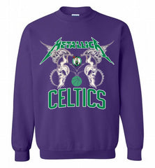 Metallica Boston Celtics Logo Crewneck Sweatshirt - zezetee Metallica Boston Celtics Logo Crewneck Sweatshirt - zezetee