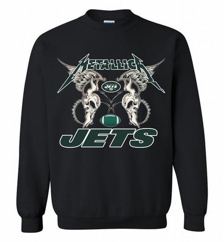Metallica New York Jets Logo Crewneck Sweatshirt - zezetee Metallica New York Jets Logo Crewneck Sweatshirt - zezetee