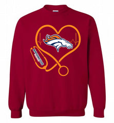 Nurse Heartbeat Denver Broncos Crewneck Sweatshirt - zezetee Nurse Heartbeat Denver Broncos Crewneck Sweatshirt - zezetee