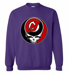 NHL TEAM NEW JERSEY DEVILS X GRATEFUL DEAD LOGO BAND Crewneck Sweatshirt - zezetee NHL TEAM NEW JERSEY DEVILS X GRATEFUL DEAD LOGO BAND Crewneck Sweatshirt - zezetee