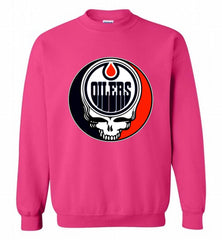 NHL TEAM EDMONTON OILERS X GRATEFUL DEAD LOGO BAND Crewneck Sweatshirt - zezetee NHL TEAM EDMONTON OILERS X GRATEFUL DEAD LOGO BAND Crewneck Sweatshirt - zezetee