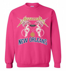 Metallica New Orleans Pelicans Logo Crewneck Sweatshirt - zezetee Metallica New Orleans Pelicans Logo Crewneck Sweatshirt - zezetee