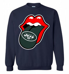 New York Jets  x The Rolling Stones Logo Crewneck Sweatshirt - zezetee New York Jets  x The Rolling Stones Logo Crewneck Sweatshirt - zezetee