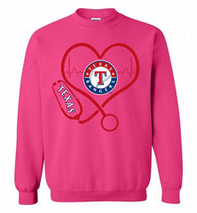Nurse Heartbeat Texas Rangers Crewneck Sweatshirt - zezetee Nurse Heartbeat Texas Rangers Crewneck Sweatshirt - zezetee