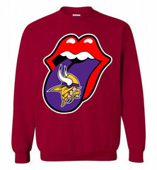 Minnesota Vikings  x The Rolling Stones Logo Crewneck Sweatshirt - zezetee Minnesota Vikings  x The Rolling Stones Logo Crewneck Sweatshirt - zezetee