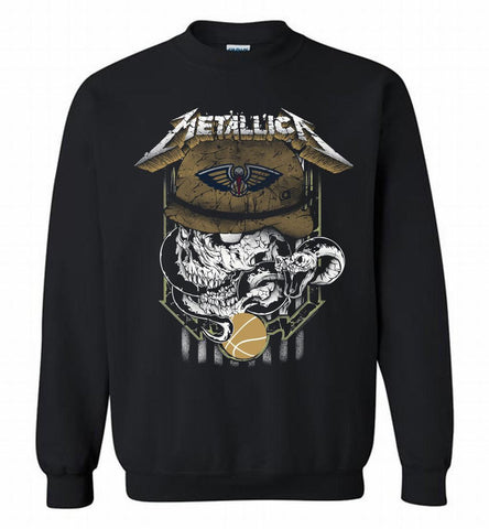 Metallica Skull Snake New Orleans Pelicans Crewneck Sweatshirt - zezetee Metallica Skull Snake New Orleans Pelicans Crewneck Sweatshirt - zezetee