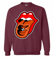 Baltimore Orioles  x The Rolling Stones Logo Crewneck Sweatshirt - zezetee Baltimore Orioles  x The Rolling Stones Logo Crewneck Sweatshirt - zezetee