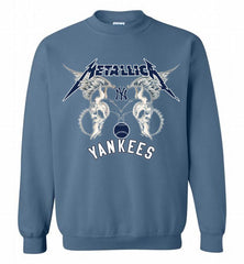 Metallica New York Yankees Logo Crewneck Sweatshirt - zezetee Metallica New York Yankees Logo Crewneck Sweatshirt - zezetee