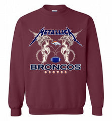 Metallica Denver Broncos Logo Crewneck Sweatshirt - zezetee Metallica Denver Broncos Logo Crewneck Sweatshirt - zezetee