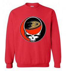 NHL TEAM ANAHEIM DUCKS X GRATEFUL DEAD LOGO BAND Crewneck Sweatshirt - zezetee NHL TEAM ANAHEIM DUCKS X GRATEFUL DEAD LOGO BAND Crewneck Sweatshirt - zezetee