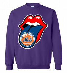 New York Mets  x The Rolling Stones Logo Crewneck Sweatshirt - zezetee New York Mets  x The Rolling Stones Logo Crewneck Sweatshirt - zezetee
