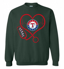Nurse Heartbeat Texas Rangers Crewneck Sweatshirt - zezetee Nurse Heartbeat Texas Rangers Crewneck Sweatshirt - zezetee