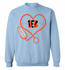 Nurse Heartbeat Cincinnati Bengals Crewneck Sweatshirt - zezetee Nurse Heartbeat Cincinnati Bengals Crewneck Sweatshirt - zezetee