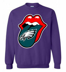 Philadelphia Eagles  x The Rolling Stones Logo Crewneck Sweatshirt - zezetee Philadelphia Eagles  x The Rolling Stones Logo Crewneck Sweatshirt - zezetee