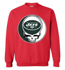 New York Jets Grateful Dead Logo Band Crewneck Sweatshirt - zezetee New York Jets Grateful Dead Logo Band Crewneck Sweatshirt - zezetee
