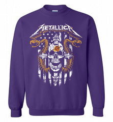 Metallica Snake Skull Phoenix Sun Logo Crewneck Sweatshirt - zezetee Metallica Snake Skull Phoenix Sun Logo Crewneck Sweatshirt - zezetee