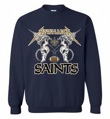 Metallica New Orleans Saints Logo Crewneck Sweatshirt - zezetee Metallica New Orleans Saints Logo Crewneck Sweatshirt - zezetee