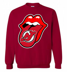 New Jersey Devils  x The Rolling Stones Logo Crewneck Sweatshirt - zezetee New Jersey Devils  x The Rolling Stones Logo Crewneck Sweatshirt - zezetee