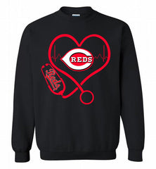 Nurse Heartbeat Cincinnati Reds Crewneck Sweatshirt - zezetee Nurse Heartbeat Cincinnati Reds Crewneck Sweatshirt - zezetee