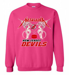 Metallica New Jersey Devils Logo Crewneck Sweatshirt - zezetee Metallica New Jersey Devils Logo Crewneck Sweatshirt - zezetee