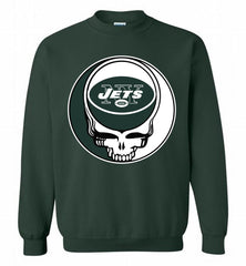 New York Jets Grateful Dead Logo Band Crewneck Sweatshirt - zezetee New York Jets Grateful Dead Logo Band Crewneck Sweatshirt - zezetee