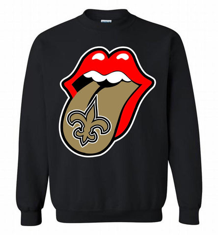 New Orleans Saints x The Rolling Stones Logo Crewneck Sweatshirt - zezetee New Orleans Saints x The Rolling Stones Logo Crewneck Sweatshirt - zezetee