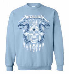 Metallica Snake Skull Dallas Cowboys Logo Crewneck Sweatshirt - zezetee Metallica Snake Skull Dallas Cowboys Logo Crewneck Sweatshirt - zezetee