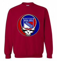 NHL TEAM NEW YORK RANGERS X GRATEFUL DEAD LOGO BAND Crewneck Sweatshirt - zezetee NHL TEAM NEW YORK RANGERS X GRATEFUL DEAD LOGO BAND Crewneck Sweatshirt - zezetee