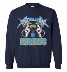 Metallica Denver Nuggets Logo Crewneck Sweatshirt - zezetee Metallica Denver Nuggets Logo Crewneck Sweatshirt - zezetee