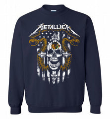 Metallica Snake Skull Chicago Blackhawks Logo Crewneck Sweatshirt - zezetee Metallica Snake Skull Chicago Blackhawks Logo Crewneck Sweatshirt - zezetee