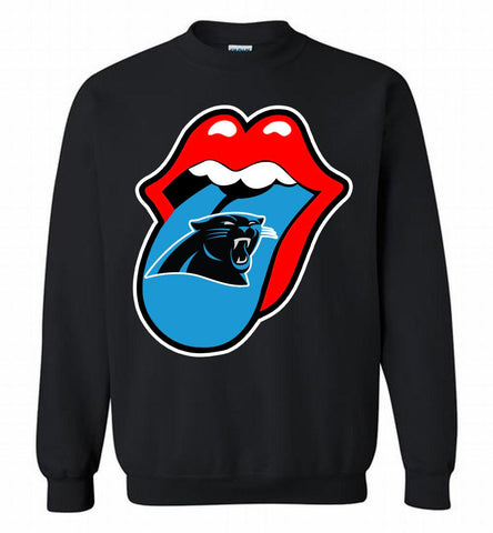 Carolina Panthers x The Rolling Stones Logo Crewneck Sweatshirt - zezetee Carolina Panthers x The Rolling Stones Logo Crewneck Sweatshirt - zezetee