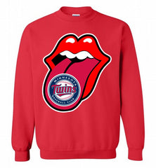 Minnesota Twins  x The Rolling Stones Logo Crewneck Sweatshirt - zezetee Minnesota Twins  x The Rolling Stones Logo Crewneck Sweatshirt - zezetee