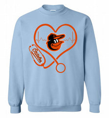 Nurse Heartbeat Baltimore Orioles Crewneck Sweatshirt - zezetee Nurse Heartbeat Baltimore Orioles Crewneck Sweatshirt - zezetee