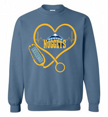 Nurse Heartbeat Love Denver Nuggets Crewneck Sweatshirt - zezetee Nurse Heartbeat Love Denver Nuggets Crewneck Sweatshirt - zezetee