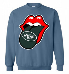 New York Jets  x The Rolling Stones Logo Crewneck Sweatshirt - zezetee New York Jets  x The Rolling Stones Logo Crewneck Sweatshirt - zezetee
