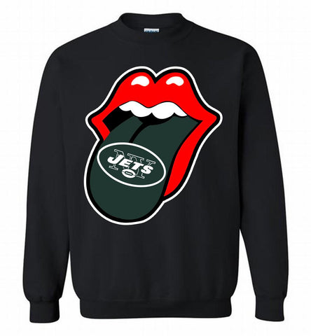New York Jets  x The Rolling Stones Logo Crewneck Sweatshirt - zezetee New York Jets  x The Rolling Stones Logo Crewneck Sweatshirt - zezetee