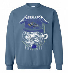 Metallica Skull Snake Baltimore Ravens Crewneck Sweatshirt - zezetee Metallica Skull Snake Baltimore Ravens Crewneck Sweatshirt - zezetee