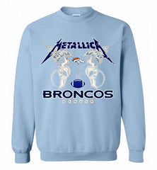 Metallica Denver Broncos Logo Crewneck Sweatshirt - zezetee Metallica Denver Broncos Logo Crewneck Sweatshirt - zezetee