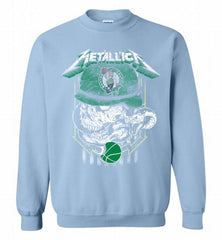 Metallica Skull Snake Boston Celtics Crewneck Sweatshirt - zezetee Metallica Skull Snake Boston Celtics Crewneck Sweatshirt - zezetee