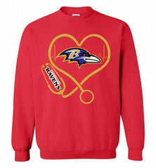 Nurse Heartbeat Baltimore Ravens Crewneck Sweatshirt - zezetee Nurse Heartbeat Baltimore Ravens Crewneck Sweatshirt - zezetee