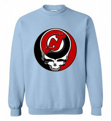 NHL TEAM NEW JERSEY DEVILS X GRATEFUL DEAD LOGO BAND Crewneck Sweatshirt - zezetee NHL TEAM NEW JERSEY DEVILS X GRATEFUL DEAD LOGO BAND Crewneck Sweatshirt - zezetee