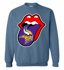 Minnesota Vikings  x The Rolling Stones Logo Crewneck Sweatshirt - zezetee Minnesota Vikings  x The Rolling Stones Logo Crewneck Sweatshirt - zezetee