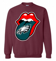 Philadelphia Eagles  x The Rolling Stones Logo Crewneck Sweatshirt - zezetee Philadelphia Eagles  x The Rolling Stones Logo Crewneck Sweatshirt - zezetee