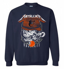 Metallica Skull Baltimore Orioles Logo Crewneck Sweatshirt - zezetee Metallica Skull Baltimore Orioles Logo Crewneck Sweatshirt - zezetee