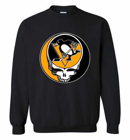 NHL TEAM PITTSBURGH PENGUINS X GRATEFUL DEAD LOGO BAND Crewneck Sweatshirt - zezetee NHL TEAM PITTSBURGH PENGUINS X GRATEFUL DEAD LOGO BAND Crewneck Sweatshirt - zezetee