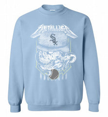 Metallica Skull Chicago White Sox Logo Crewneck Sweatshirt - zezetee Metallica Skull Chicago White Sox Logo Crewneck Sweatshirt - zezetee