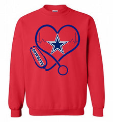 Nurse Heartbeat Dallas Cowboys Crewneck Sweatshirt - zezetee Nurse Heartbeat Dallas Cowboys Crewneck Sweatshirt - zezetee