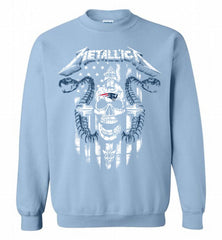 Metallica Snake Skull New England Patriots Logo Crewneck Sweatshirt - zezetee Metallica Snake Skull New England Patriots Logo Crewneck Sweatshirt - zezetee