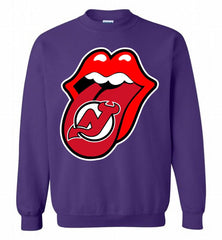 New Jersey Devils  x The Rolling Stones Logo Crewneck Sweatshirt - zezetee New Jersey Devils  x The Rolling Stones Logo Crewneck Sweatshirt - zezetee